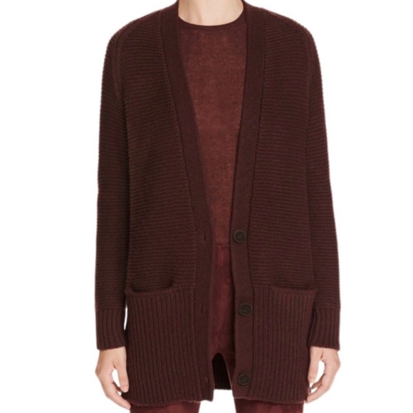 VINCE WOOL & CASHMERE LONG V-NECK CARDIGAN